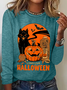 Rundhals Langarm Halloween Regelmäßig Mittlere Elastizität Weit Bluse für Damen