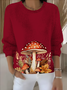 Damen Halloween Langarm Bequem Retro Pullover