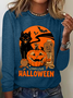 Rundhals Langarm Halloween Regelmäßig Mittlere Elastizität Weit Bluse für Damen