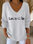 Damen Baumwolle Textbriefe Langarm Bequem Lässig Pullover