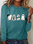 Rundhals Langarm Halloween Regelmäßig Mittlere Elastizität Weit Bluse für Damen