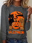 Rundhals Langarm Halloween Regelmäßig Mittlere Elastizität Weit Bluse für Damen