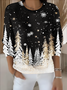 Damen Weihnachten Langarm Bequem Retro Pullover