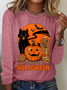 Rundhals Langarm Halloween Regelmäßig Mittlere Elastizität Weit Bluse für Damen