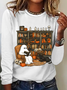 Rundhals Langarm Halloween Regelmäßig Mittlere Elastizität Weit Bluse für Damen