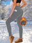 Damen Unifarben Retro Winter Lang Leggings