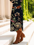 Damen Geblümt Frühling/Herbst Kleid Rundhals Langarm T-Shirt-Kleid A-Linien-Kleid