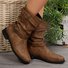 Retro Unifarben Slip On Flach Gerade Stiefel