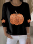 Damen Baumwolle Halloween Langarm Bequem Retro Pullover