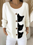 Damen Katze Langarm Bequem Lässig Strickjacke