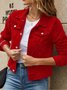 Damen Frühling/Herbst Oberbekleidung Retro Nahtverarbeitung Unifarben Langarm Stehkragen Jacke