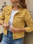 Damen Frühling/Herbst Oberbekleidung Retro Nahtverarbeitung Unifarben Langarm Stehkragen Jacke