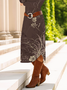 Damen Geblümt Frühling/Herbst Kleid Rundhals Langarm T-Shirt-Kleid A-Linien-Kleid