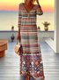 Damen Gestreift Frühling/Herbst Nahtverarbeitung Kleid V-Ausschnitt Langarm Tanktop A-Linien-Kleid