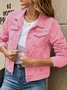Damen Frühling/Herbst Oberbekleidung Retro Nahtverarbeitung Unifarben Langarm Stehkragen Jacke