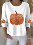 Damen Baumwolle Halloween Langarm Bequem Retro Pullover