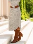 Damen Geblümt Frühling/Herbst Kleid Rundhals Langarm T-Shirt-Kleid A-Linien-Kleid