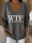 Damen Baumwolle Textbriefe Langarm Bequem Lässig Pullover