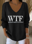 Damen Baumwolle Textbriefe Langarm Bequem Lässig Pullover