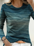 Lässig Abstrakt Rundhals Langarm T-Shirt