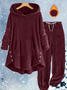 Damen Unifarben Zweiteiliges Set Täglich Langarm Lässig Winter Bluse mit Hose Matching Set
