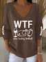 Damen Baumwolle Textbriefe Langarm Bequem Lässig Pullover