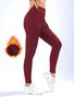 Damen Unifarben Lässig Winter Knöchelhose Leggings