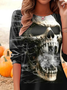 Lässig Halloween Rundhals Langarm T-Shirt