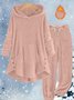Damen Unifarben Zweiteiliges Set Täglich Langarm Lässig Winter Bluse mit Hose Matching Set