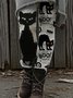 Damen Katze Retro Alle Jahreszeiten Lang Leggings