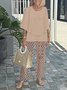 Damen Gestreift Bell-Ärmel Zweiteiliges Set Urlaub Dreiviertelärmel Retro Frühling/Herbst Bluse mit Hose Matching Set