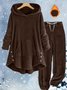 Damen Unifarben Zweiteiliges Set Täglich Langarm Lässig Winter Bluse mit Hose Matching Set