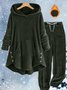Damen Unifarben Zweiteiliges Set Täglich Langarm Lässig Winter Bluse mit Hose Matching Set