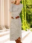 Damen Geblümt Frühling/Herbst Kleid Rundhals Langarm T-Shirt-Kleid A-Linien-Kleid