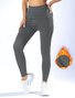 Damen Unifarben Lässig Winter Knöchelhose Leggings