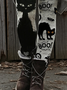 Damen Katze Retro Alle Jahreszeiten Lang Leggings
