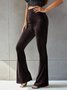 Damen Unifarben Lang Elastische Taille Hose Retro Frühling/Herbst Hose