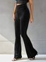 Damen Unifarben Lang Elastische Taille Hose Retro Frühling/Herbst Hose