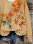 Lässig Rundhals Ahornblatt Sweatshirt Print