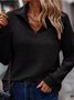 Retro Mock Neck Unifarben Sweatshirt Nahtverarbeitung
