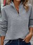 Retro Mock Neck Unifarben Sweatshirt Nahtverarbeitung