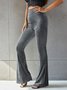 Damen Unifarben Lang Elastische Taille Hose Retro Frühling/Herbst Hose