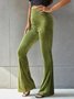 Damen Unifarben Lang Elastische Taille Hose Retro Frühling/Herbst Hose