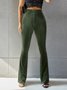 Damen Unifarben Lang Elastische Taille Hose Retro Frühling/Herbst Hose