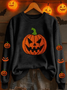 Lässig Rundhals Halloween (Kürbis) Sweatshirt Print
