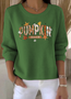 Damen Baumwolle Textbriefe Langarm Bequem Retro Pullover
