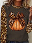 Retro Halloween (Kürbis) Rundhals Langarm T-Shirt