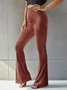 Damen Unifarben Lang Elastische Taille Hose Retro Frühling/Herbst Hose