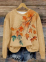 Lässig Rundhals Ahornblatt Sweatshirt Print