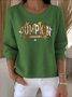 Damen Baumwolle Textbriefe Langarm Bequem Retro Pullover
